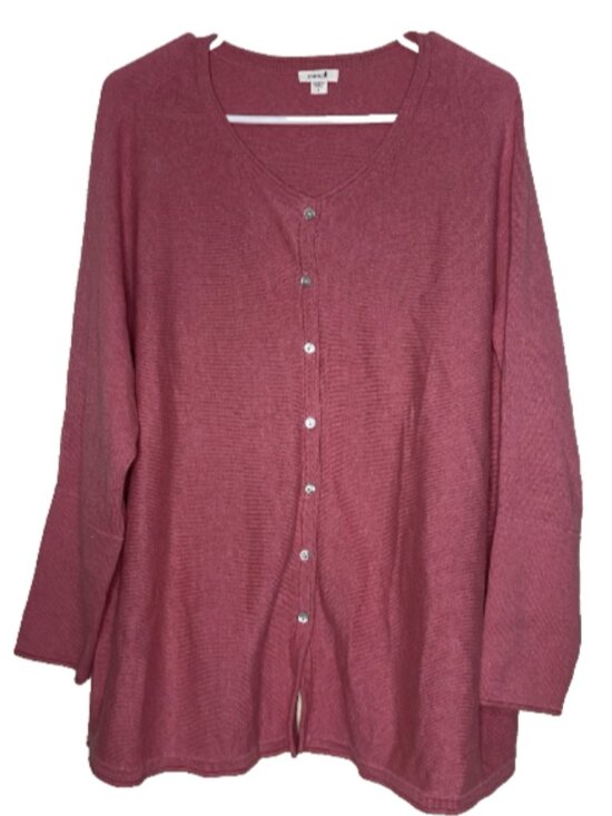 Sweaters - PureJill Small Women's Pink Solid Cardigan Sweater 100% Cotton